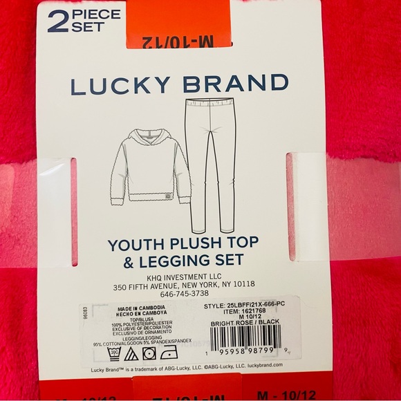 Lucky Brand Girls 2-Piece Plush Hoodie & Legging Set, NWT - Picture 5 of 8